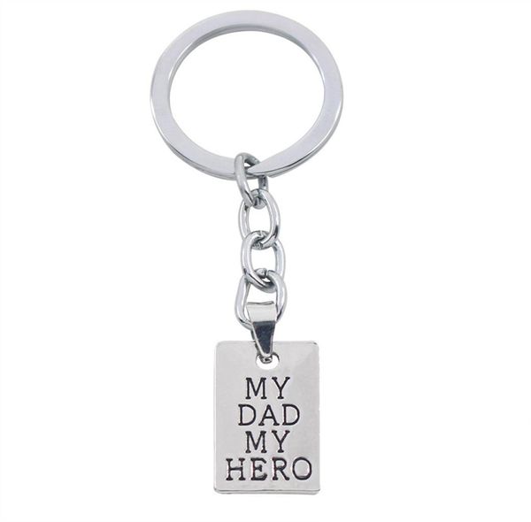 silver plated creative carved my dad my hero letters pendant keychain key rings car keychains father039s day gift7935525, Slivery;golden